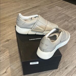 New!! CNC Costume National Gray and White Sneakers Minimalist Design